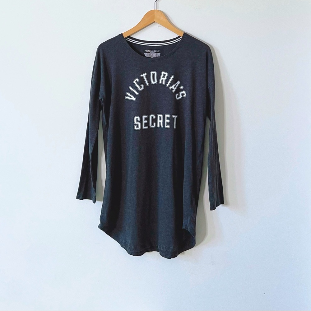 Victoria’s Secret Oversized Grey Charcoal Sleep Tee Long Sleeve Cotton Pajama XS